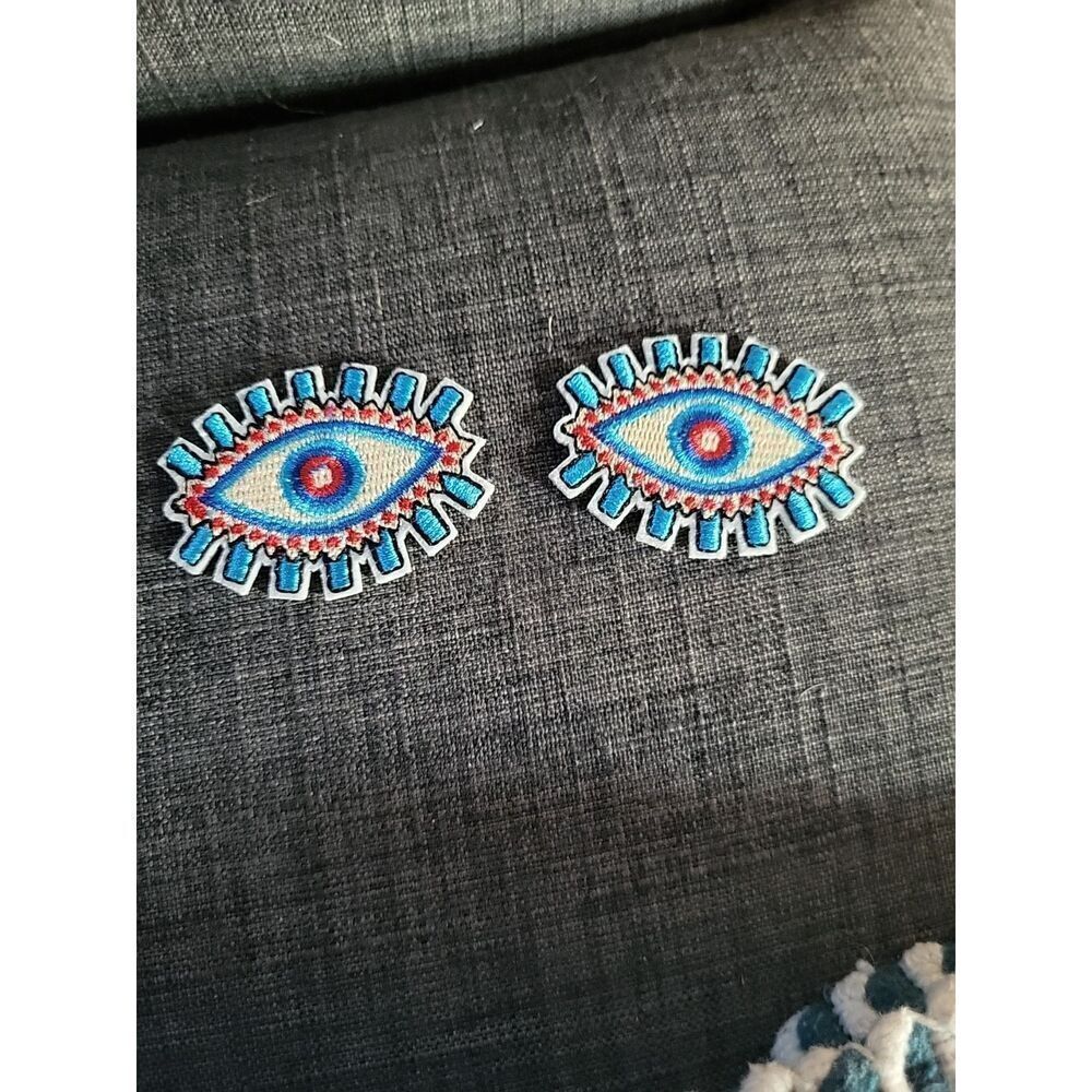 Embroidered Eyeball Lot Of 2 Applique 2"x 1.5" Iron On